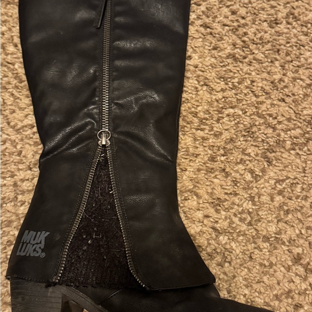 Muk Luks Black Heeled Boots for Women - Picture 2 of 3